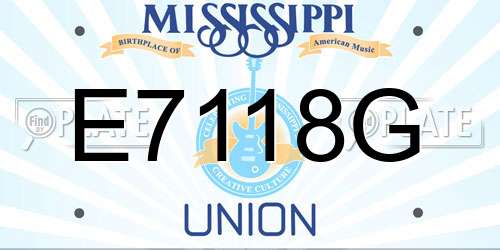 E7118G Mississippi License Plate