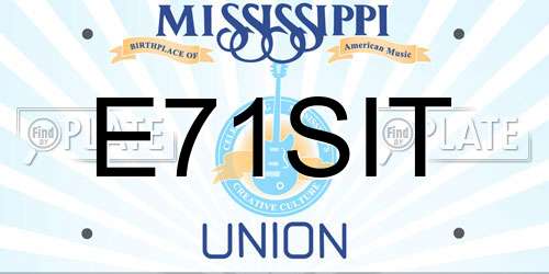 E71SIT Mississippi License Plate