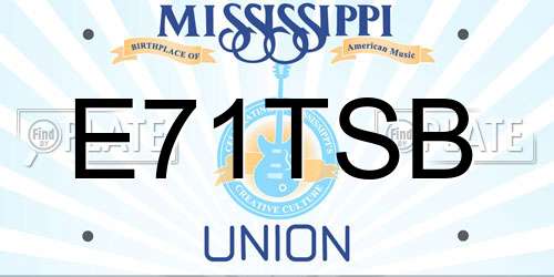 E71TSB Mississippi License Plate