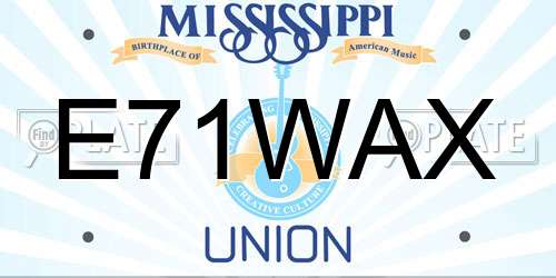 E71WAX Mississippi License Plate