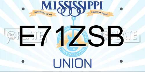 E71ZSB Mississippi License Plate