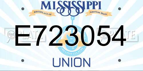 E723054 Mississippi License Plate