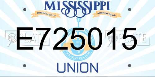 E725015 Mississippi License Plate