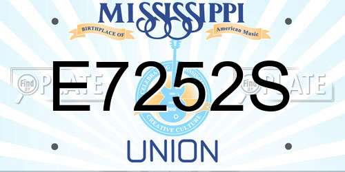 E7252S Mississippi License Plate