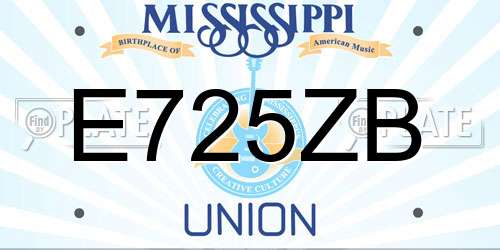 E725ZB Mississippi License Plate