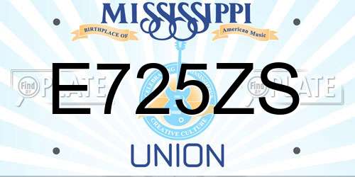 E725ZS Mississippi License Plate