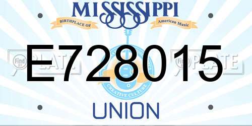 E728015 Mississippi License Plate