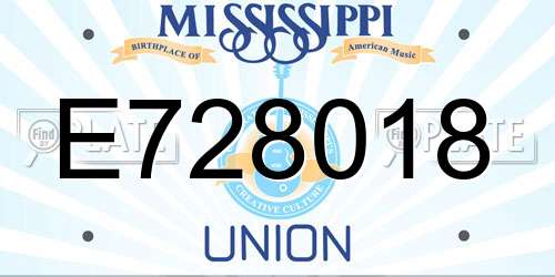 E728018 Mississippi License Plate