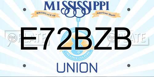 E72BZB Mississippi License Plate