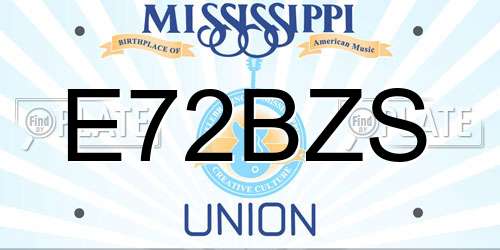 E72BZS Mississippi License Plate