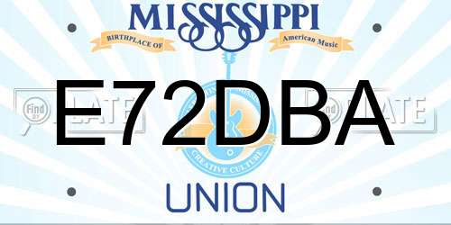 E72DBA Mississippi License Plate