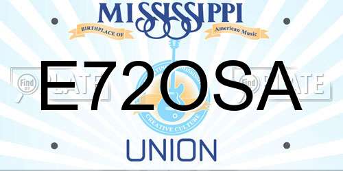 E72OSA Mississippi License Plate
