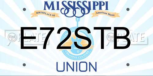 E72STB Mississippi License Plate