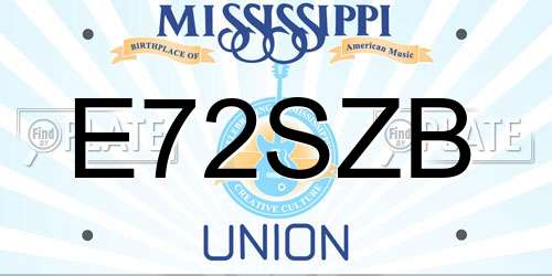 E72SZB Mississippi License Plate
