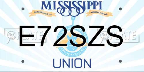 E72SZS Mississippi License Plate