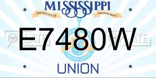 E7480W Mississippi License Plate