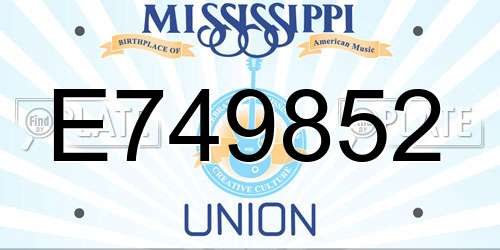 E749852 Mississippi License Plate