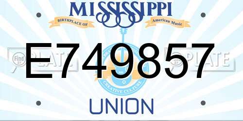 E749857 Mississippi License Plate