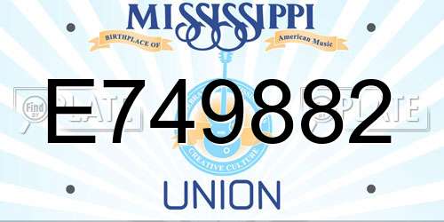 E749882 Mississippi License Plate