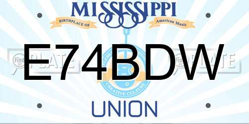 E74BDW Mississippi License Plate
