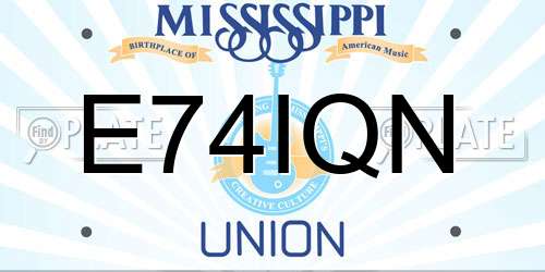 E74IQN Mississippi License Plate