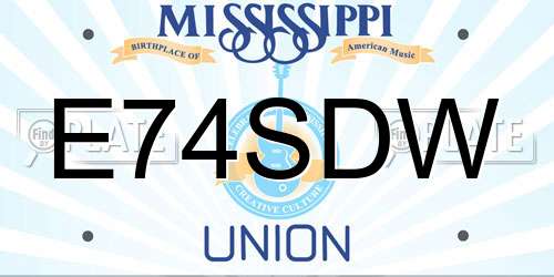 E74SDW Mississippi License Plate