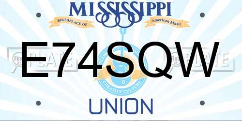 E74SQW Mississippi License Plate