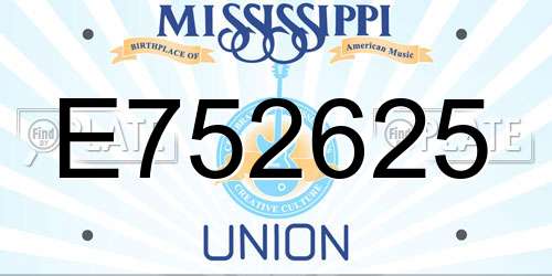 E752625 Mississippi License Plate