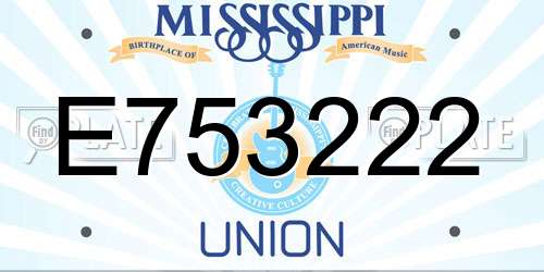 E753222 Mississippi License Plate