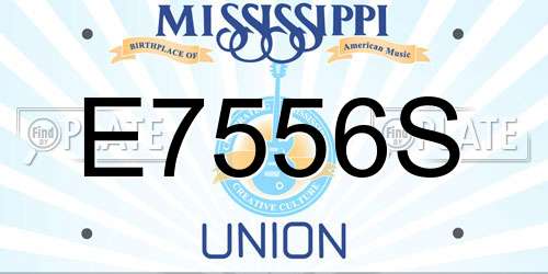 E7556S Mississippi License Plate