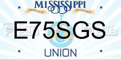 E75SGS Mississippi License Plate