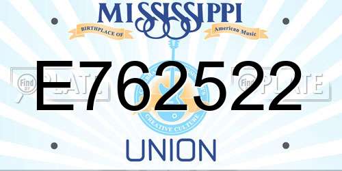E762522 Mississippi License Plate