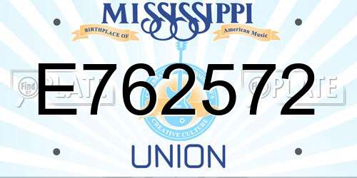 E762572 Mississippi License Plate