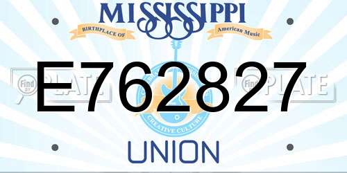 E762827 Mississippi License Plate
