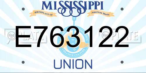 E763122 Mississippi License Plate