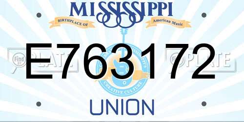 E763172 Mississippi License Plate