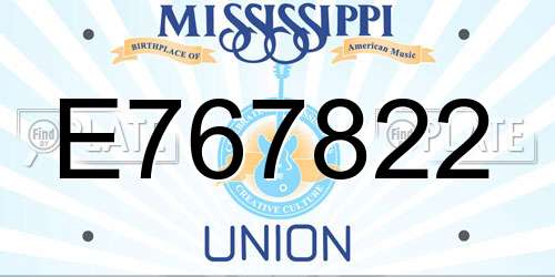 E767822 Mississippi License Plate