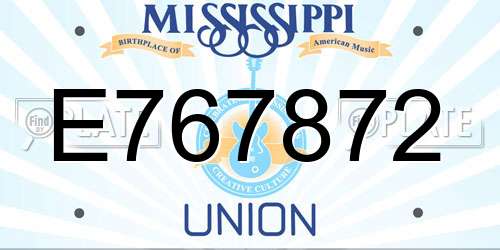 E767872 Mississippi License Plate
