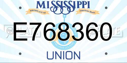E768360 Mississippi License Plate