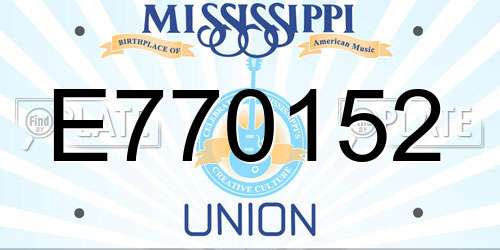 E770152 Mississippi License Plate