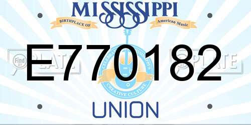 E770182 Mississippi License Plate