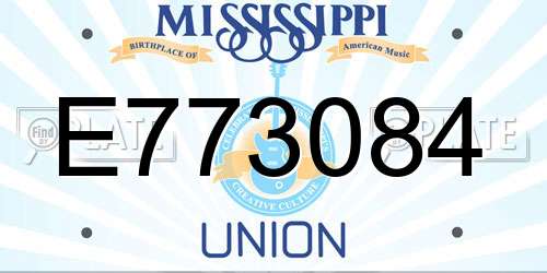E773084 Mississippi License Plate