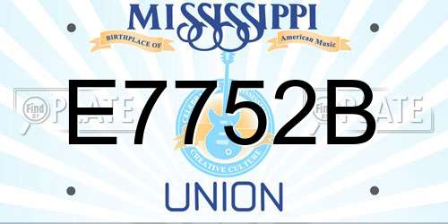 E7752B Mississippi License Plate