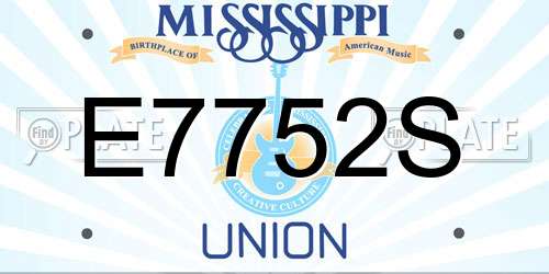 E7752S Mississippi License Plate