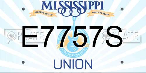 E7757S Mississippi License Plate