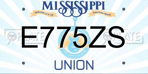 E775ZS Mississippi License Plate