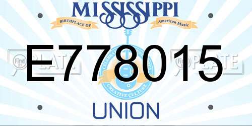 E778015 Mississippi License Plate