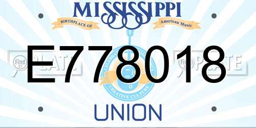 E778018 Mississippi License Plate