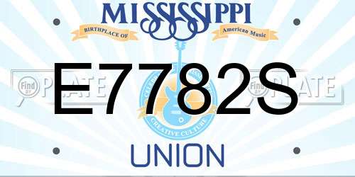 E7782S Mississippi License Plate