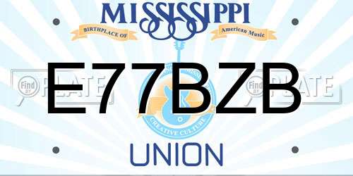 E77BZB Mississippi License Plate